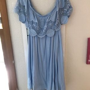 Off shoulder light blue dress